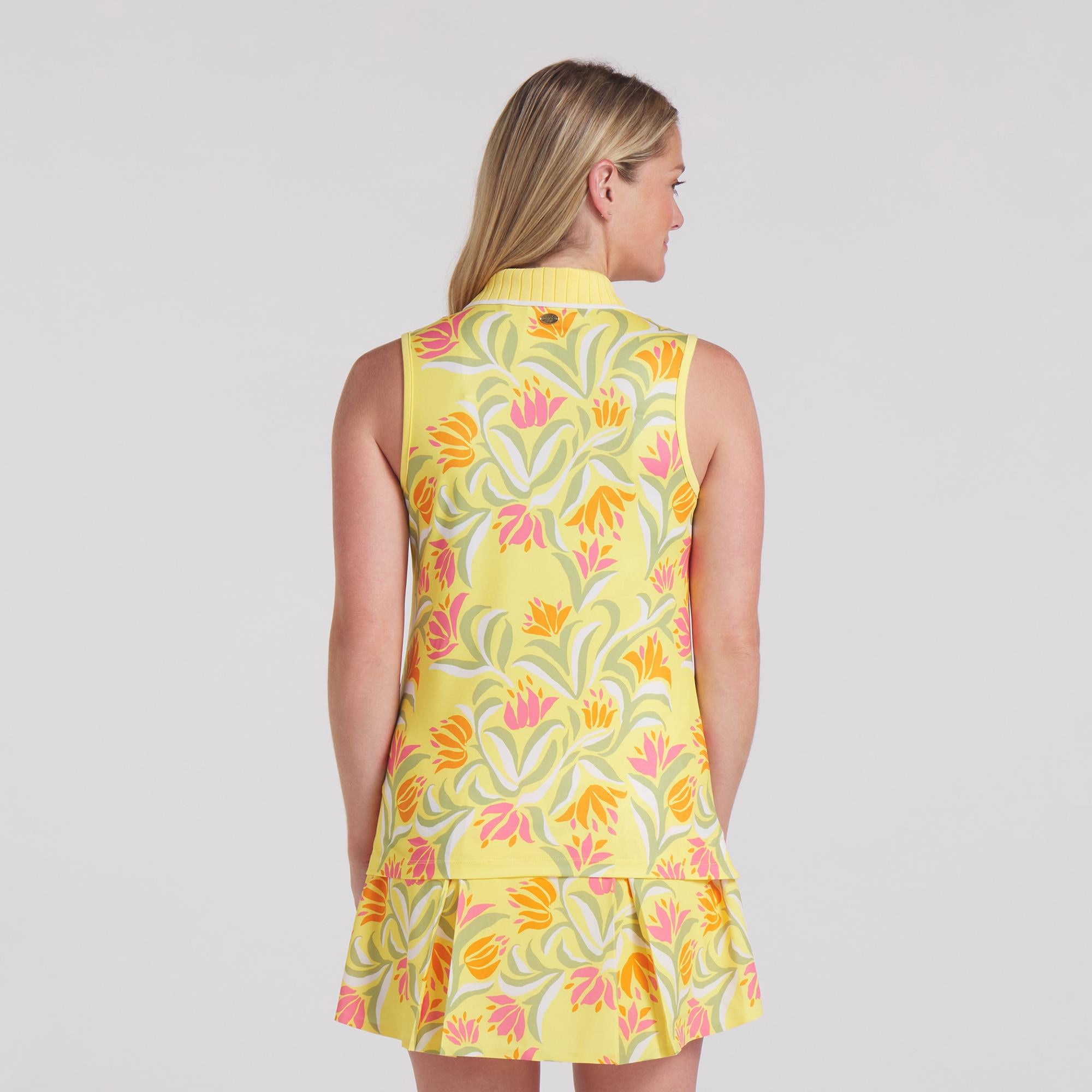 Puma x Dani Dazey Ladies Sleeveless Golf Polo Shirt Sunny Yellow